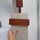 Lampe suspension bois teck et plexis vintage 1970