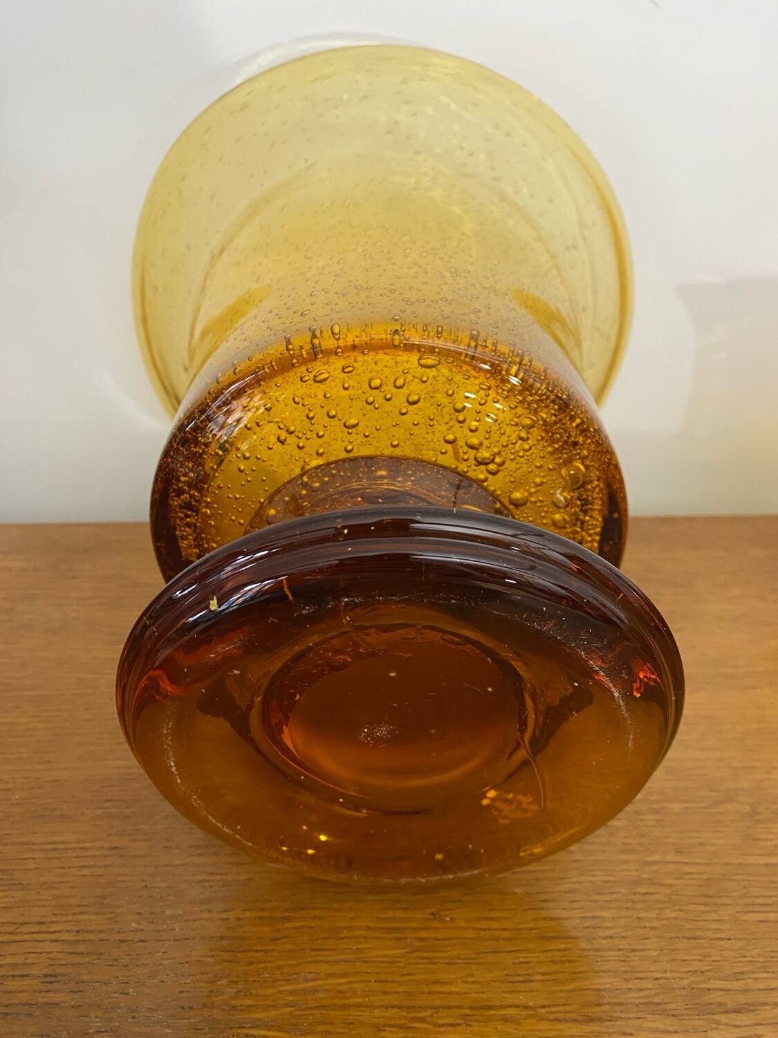 Old Punch Service Style BIOT Bucket + 8 Vintage Orange Bubble Glass Cups