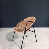 Mid-Century Modern Rattan Armchairs, France, 1950s, Set of 2