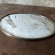 French vintage oval mirror with beveled glass and metal frame