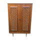 Armoire en bois et rotin vintage 1950