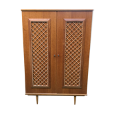 Wooden cabinet and vintage rattan 1950