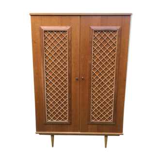 Wooden cabinet and vintage rattan 1950