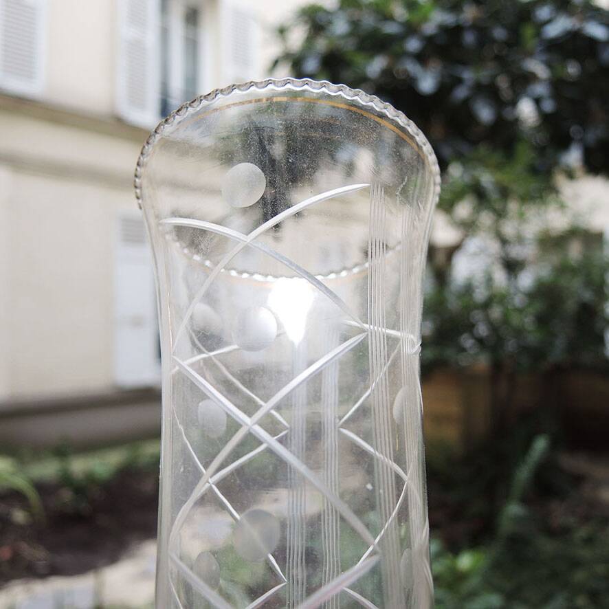 Vintage transparent glass vase from the 1960s.