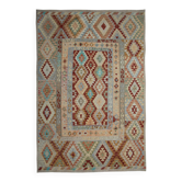 Tapis Kilim fait main, tapis géométrique en laine tissé à plat 297 x 193 cm