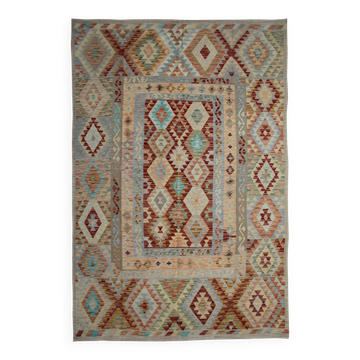 Handmade Kilim Rug, Wool Geometric Flatweave Carpet 297x193cm