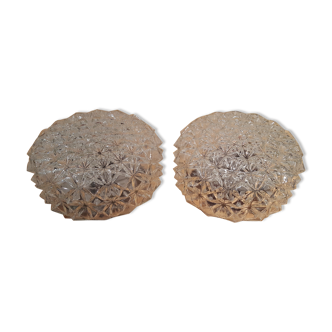 Lot of 2 ceiling in cast glass