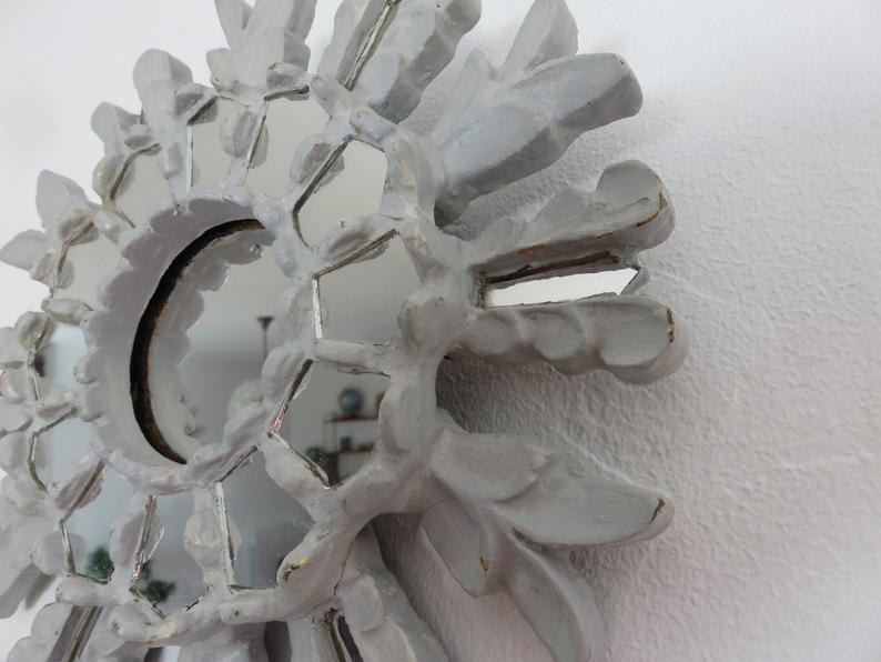 Wooden sun mirror with art deco inlays 40/50