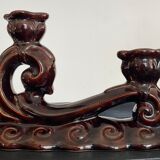 Pair of Art Deco candlesticks in glazed ceramic