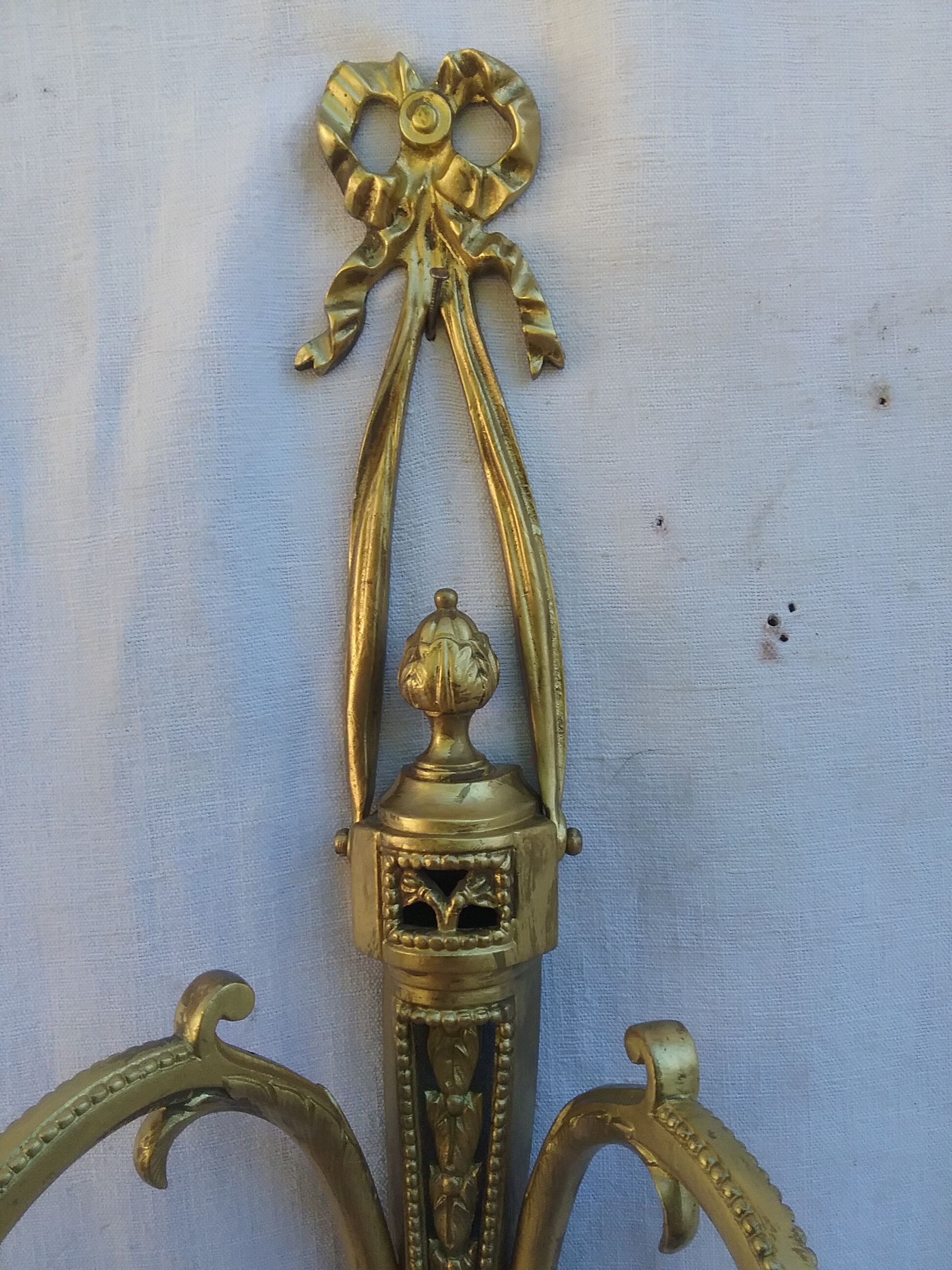 Pair of brass double wall light