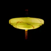 Art Deco pendant light with coiled rod, marbled effect, metal and brass pendant - 1930s