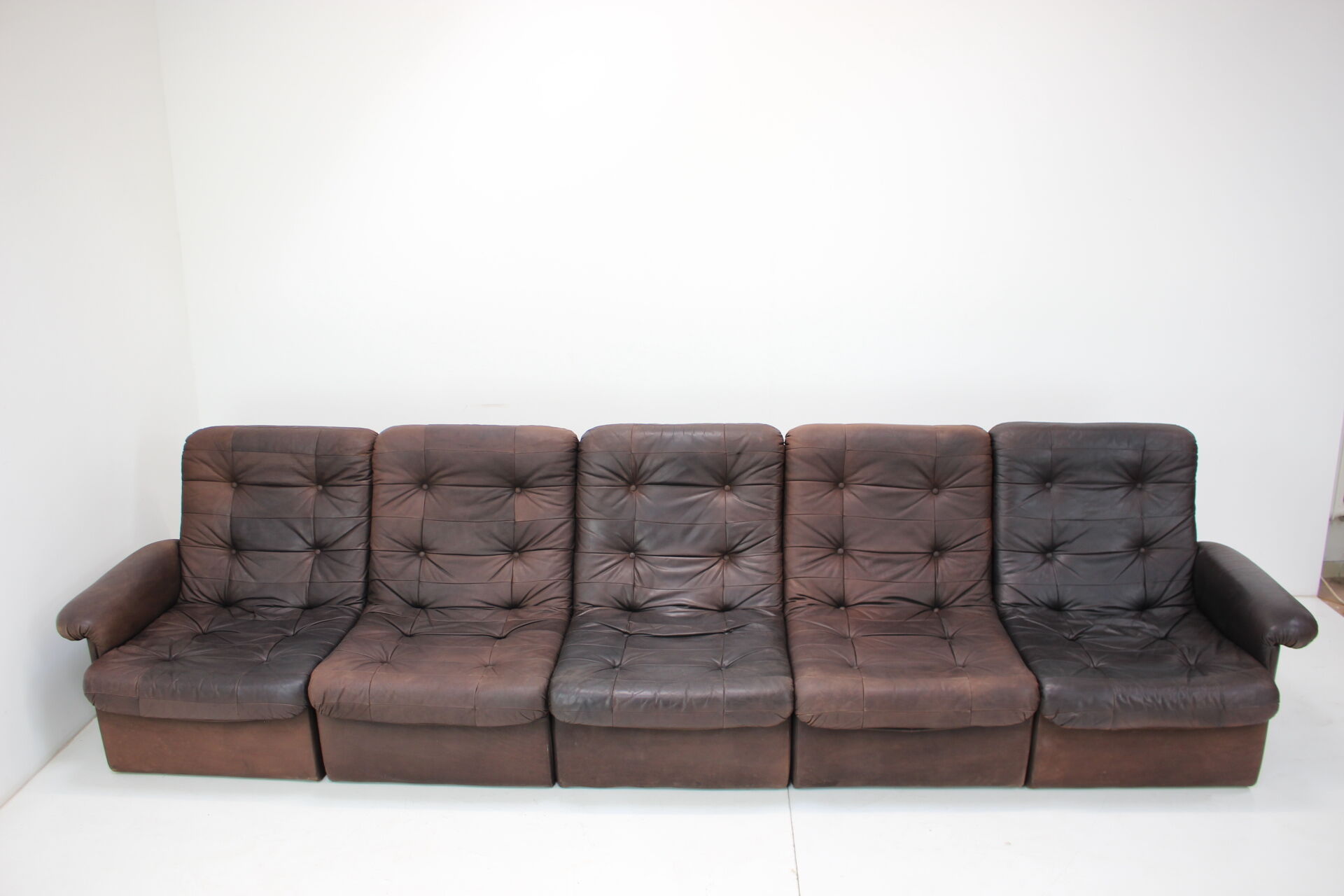 1980s Leather Modular Five Seater Sofa