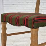 1970s, set of 2 Danish dining chairs, furniture wool, solid oak wood.