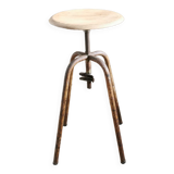 Vintage industrial stool, Metal and Wood
