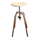 Tabouret industriel Vintage, Metal et Bois