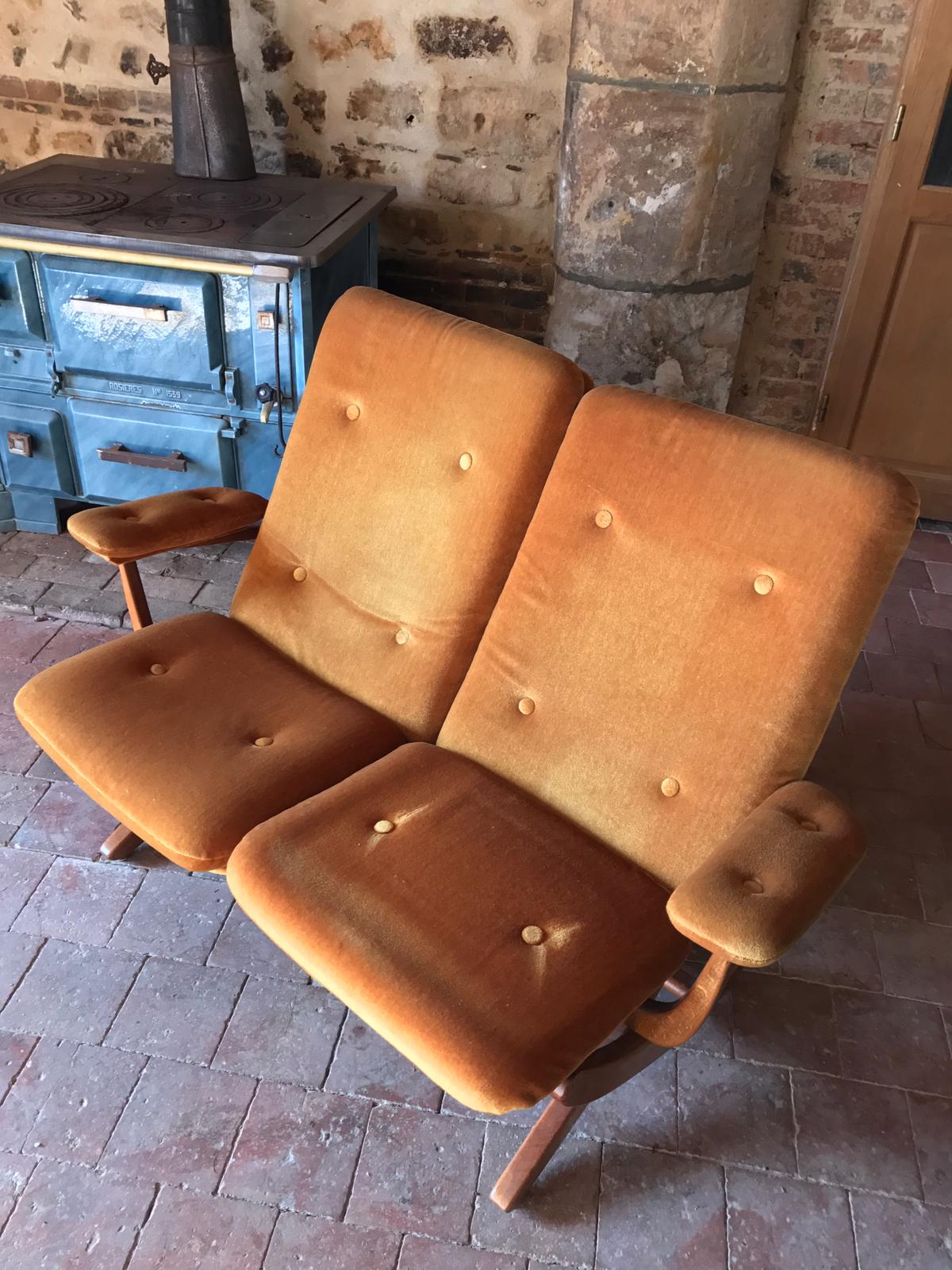 Vintage velvet bench
