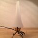 Atypical opaline brass lamp 50s