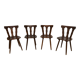 4 brutalist-style wooden chairs