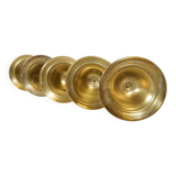 Mid-century set of 5 brass candlesticks by Lars Holmström, Arvika, Sweden.