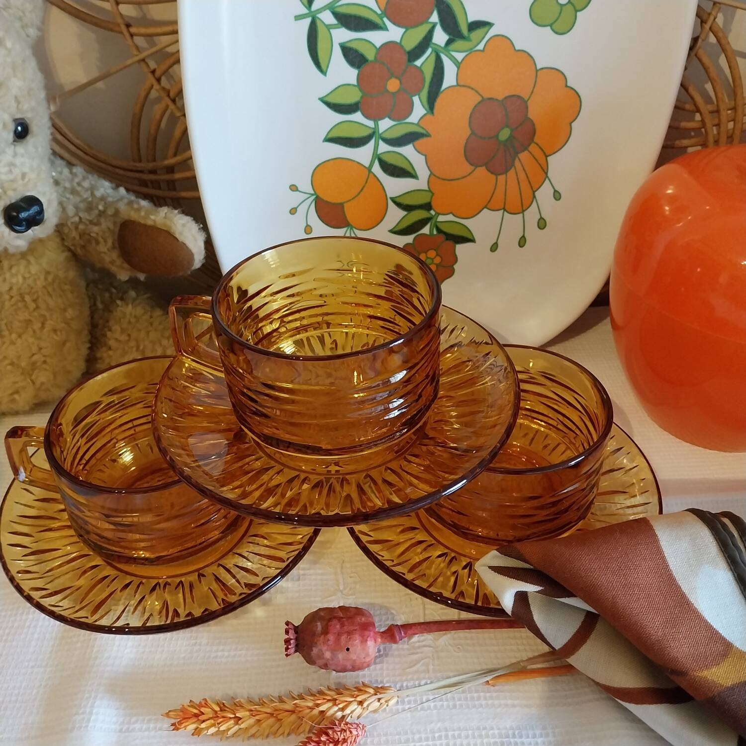 Large vintage glass cups by Vereco