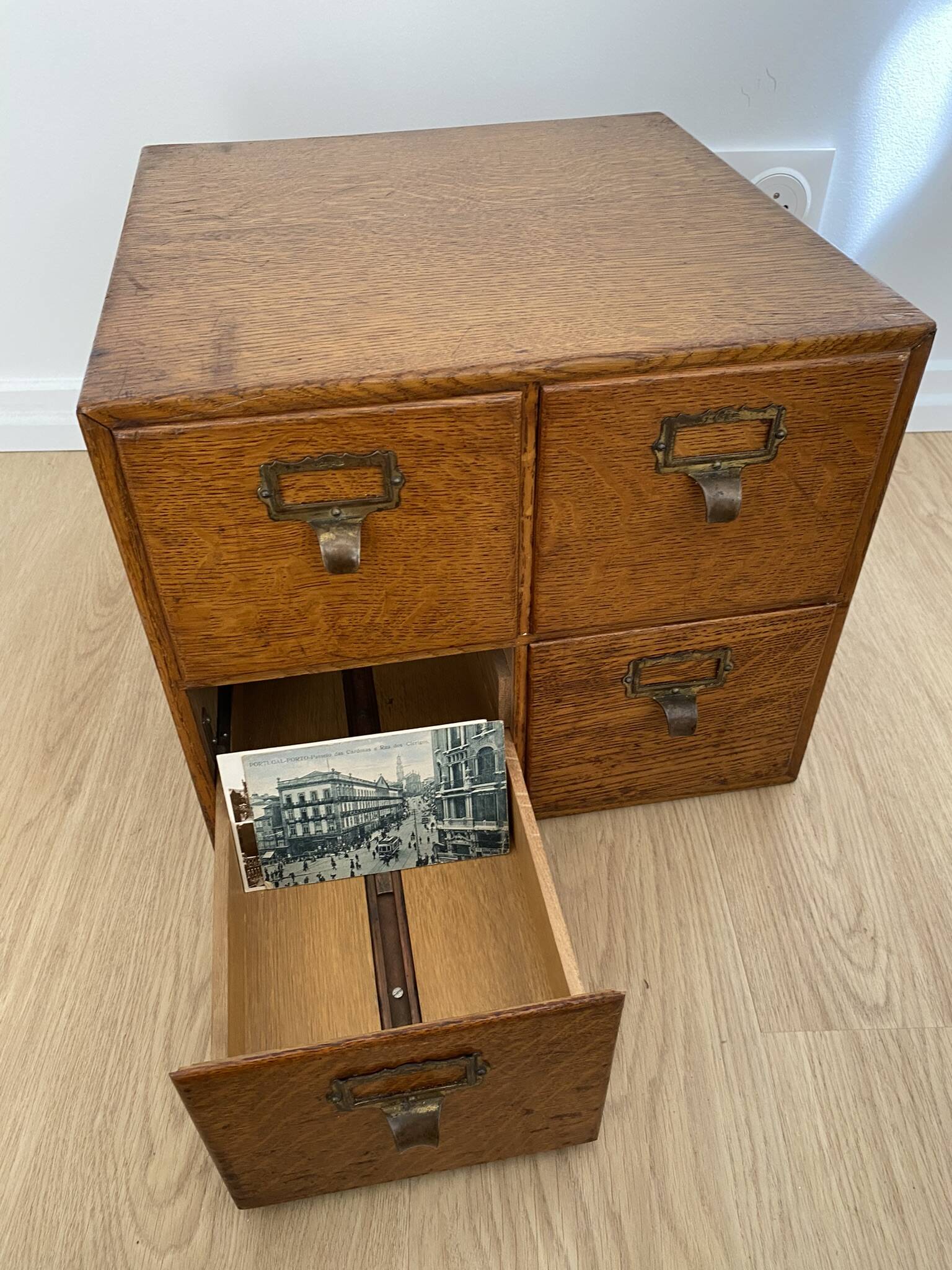 Vintage professional furniture, shannon unis france four-drawer filing cabinet for postcards