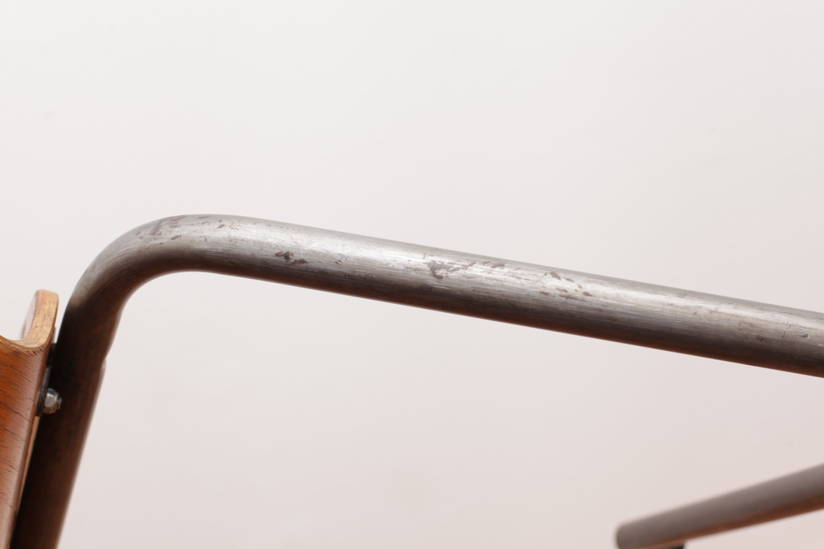 Chair, wood, handle and smoked metal