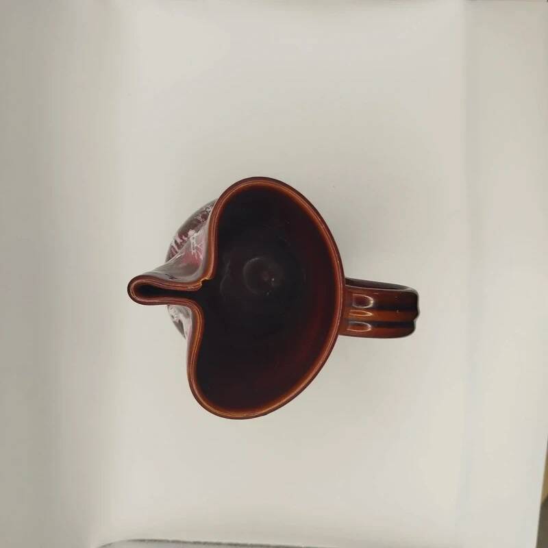 Pichet Vallauris vintage glazed ceramic with red drip design from the 1960s.