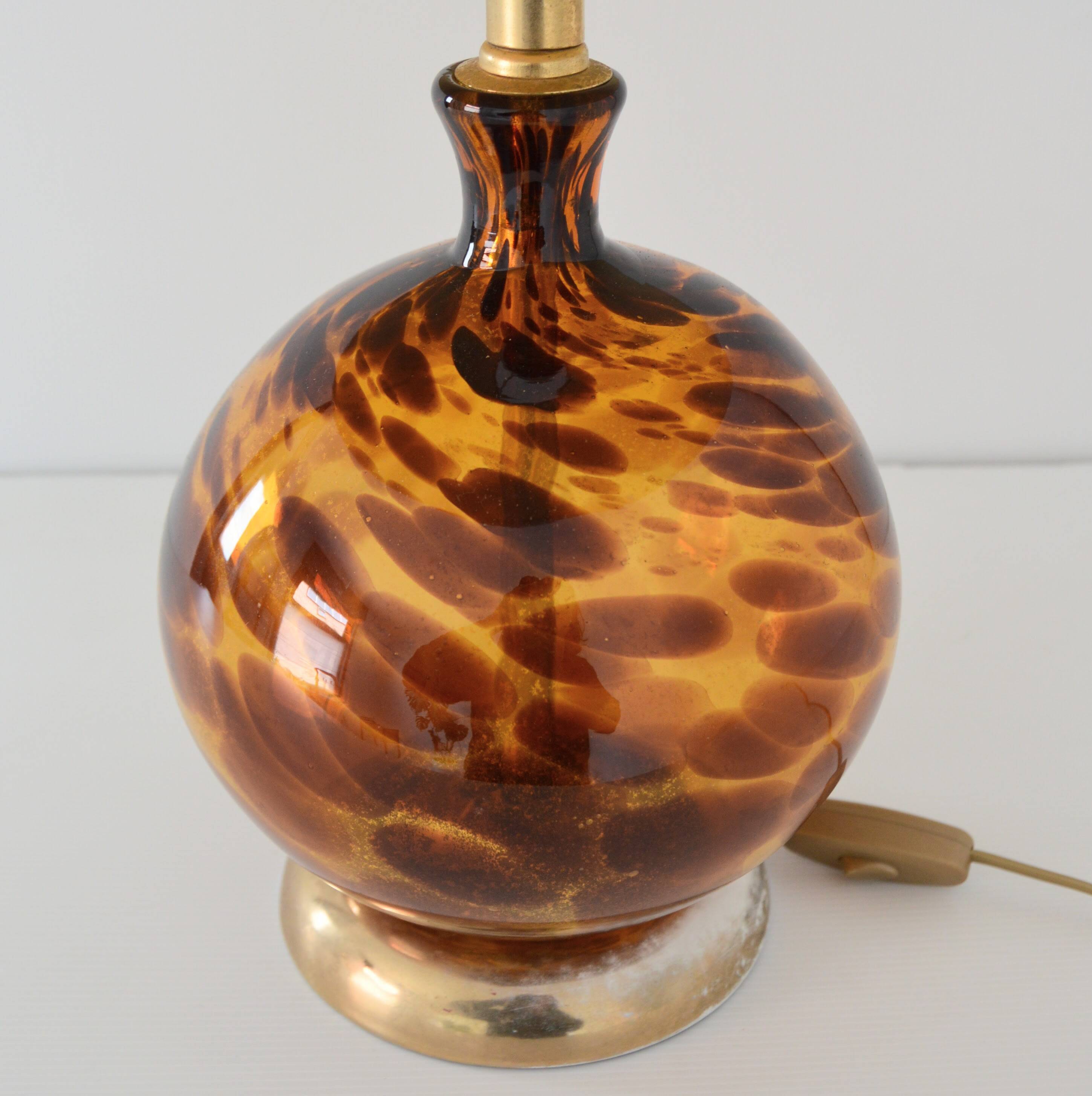 Lampe boule verre soufflé et porcelaine Art déco vintage (Numéroté)
