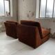 Pair 70s brown velvet armchairs