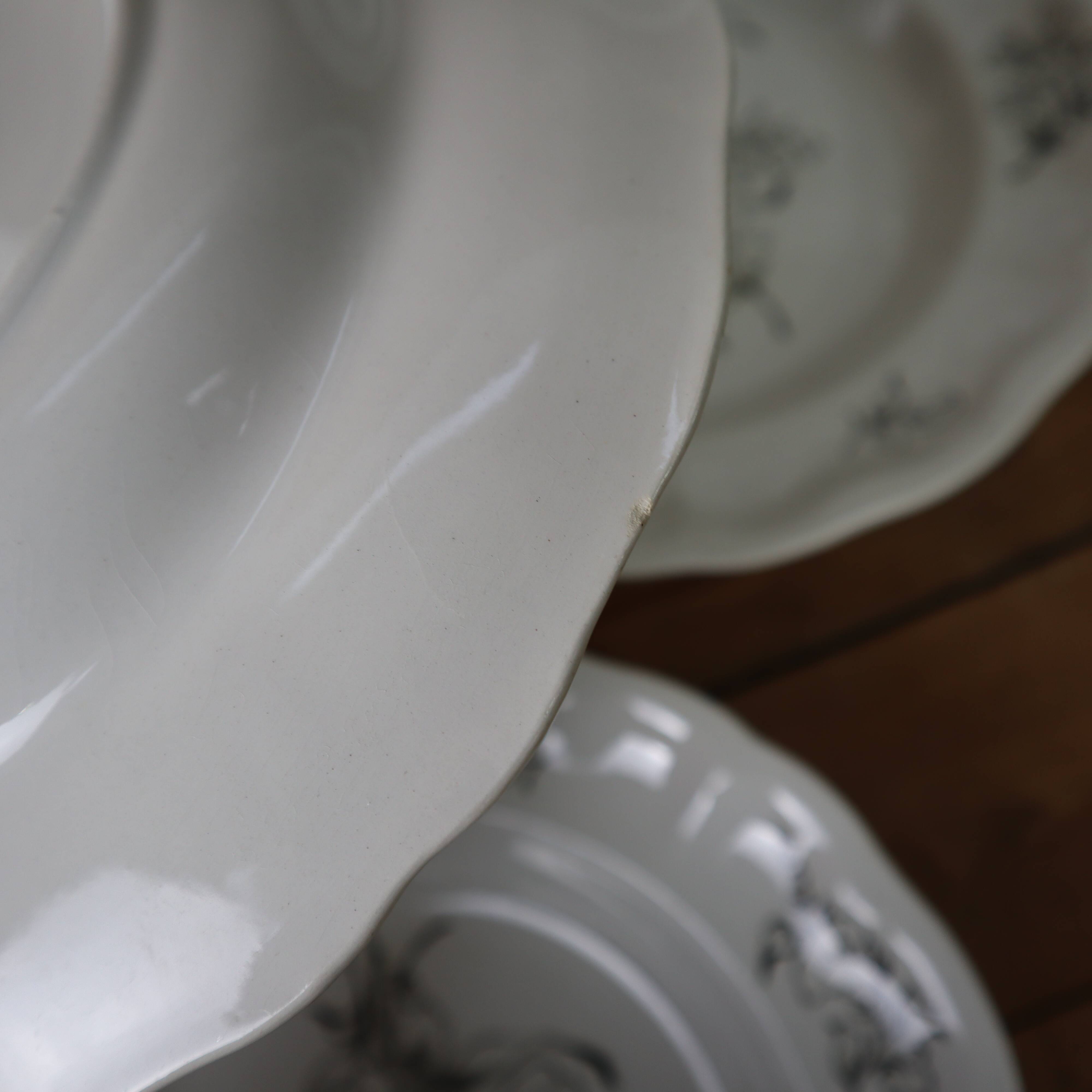 Set of 6 hollow plates in half Lunéville porcelain
