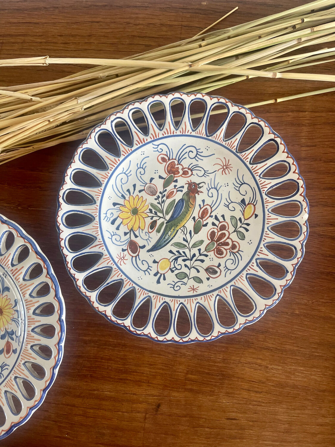 Pair of Rouen earthenware plates