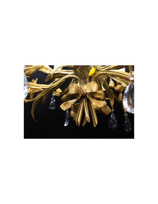 Lustre en bronze doré et cristal, 19 siècle
