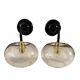 Pair of vintage electrified smoked glass wall lamps