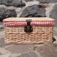Wicker basket with gingham fabric