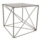 Rare metal and glass side table by Max Sauze, Isocele, France 1960's
