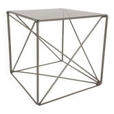 Rare metal and glass side table by Max Sauze, Isocele, France 1960's