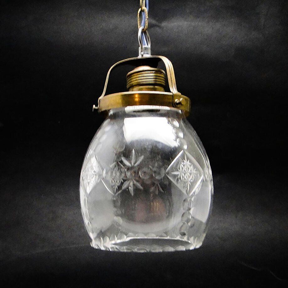 Art Deco crystal pendant lamp, Poland, 1950s