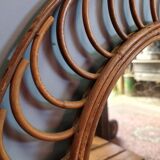 Vintage 1960s rattan sun mirror