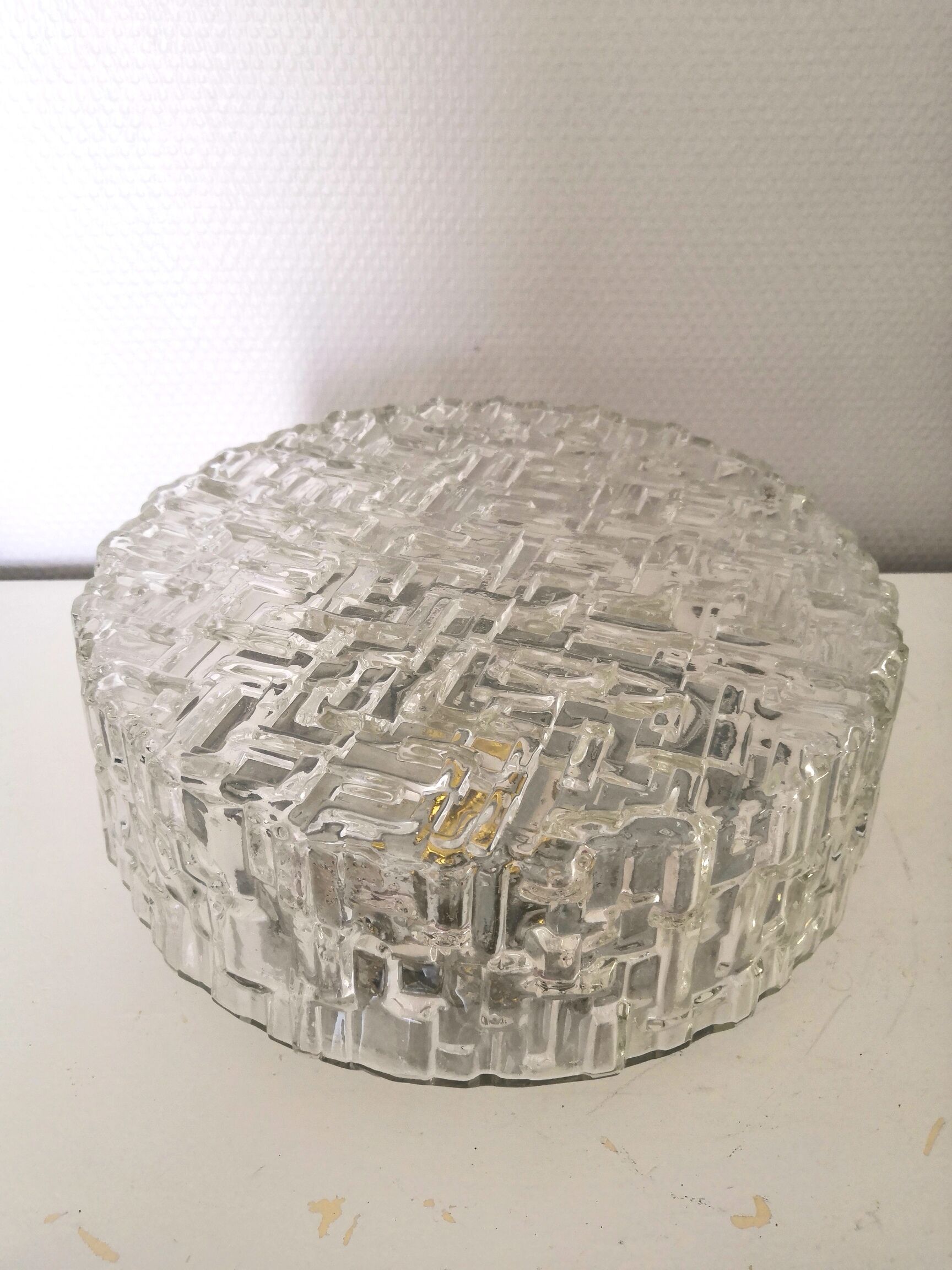 Ceiling lamp or vintage glass wall lamp work made in Italy design 70s