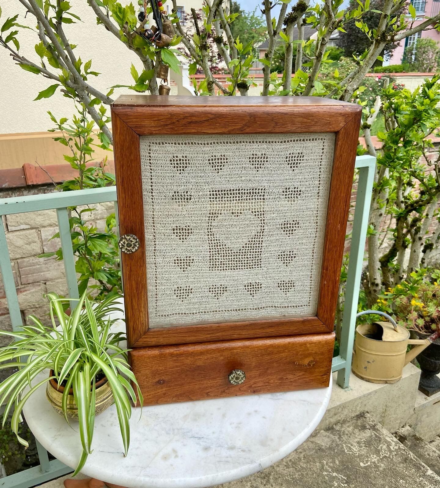 1950 vintage pharmacy or toilet cabinet in waxed wood