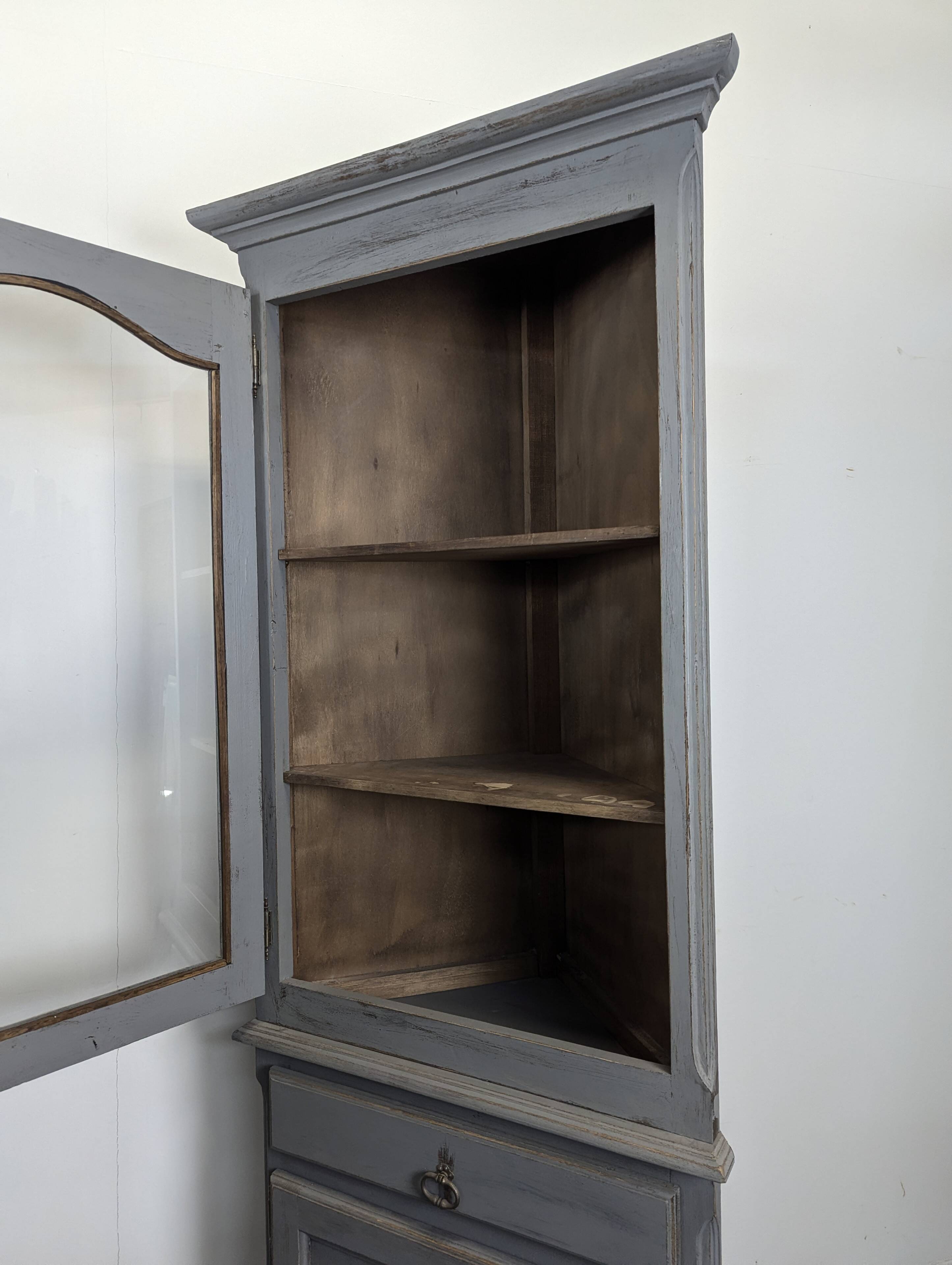 Pair of re-edged corner cabinets