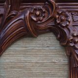 Wooden mirror with clock, 1960