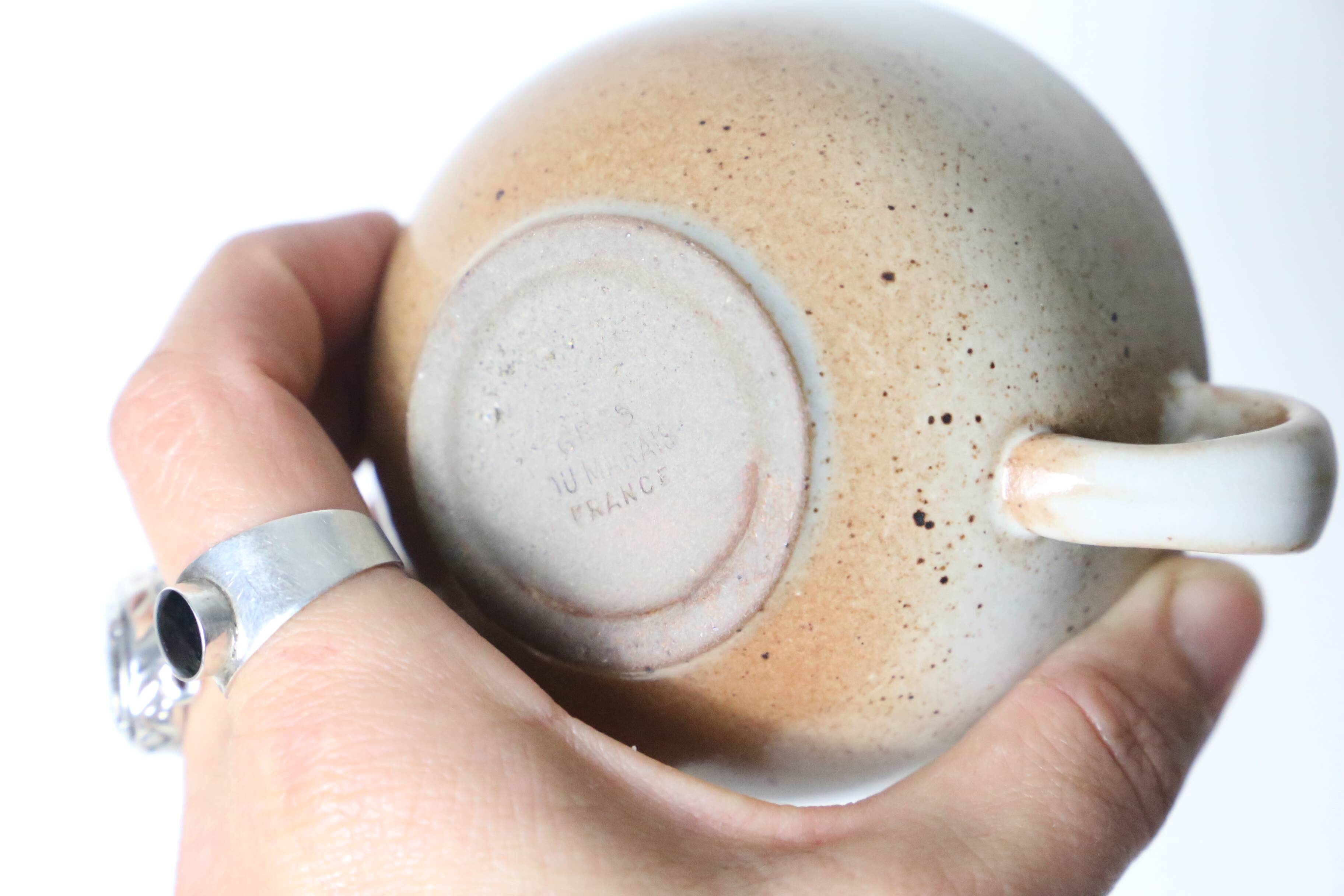 Set of 2 stoneware cups, Grès du Marais, vintage, 1980