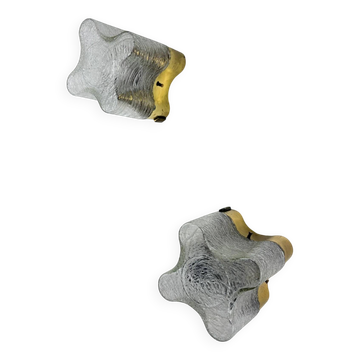 Pair of Gaetano Sciolari for Lightolier wall sconces, Murano frosted glass, Italy 1970s
