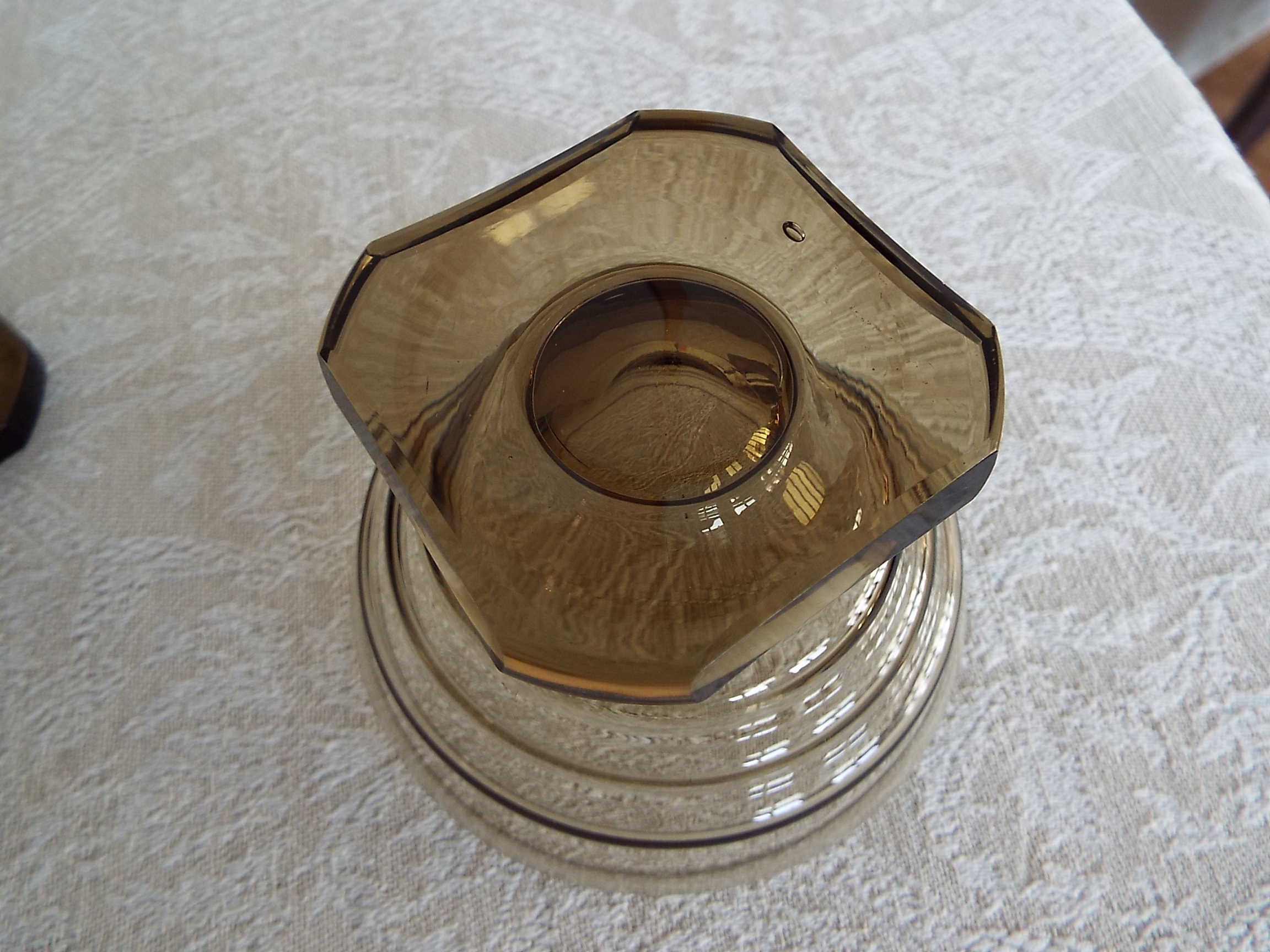 5 art deco smoked glass cups