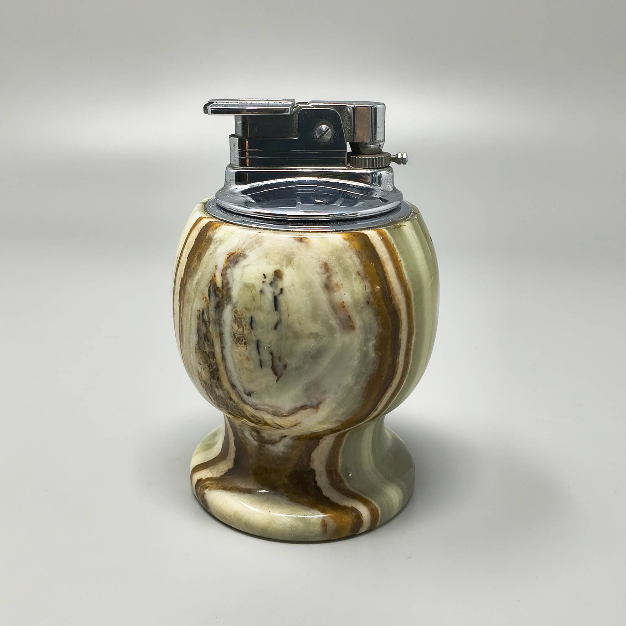 1960s mid-century modern Italian onyx smoking set with table lighter & ashtray