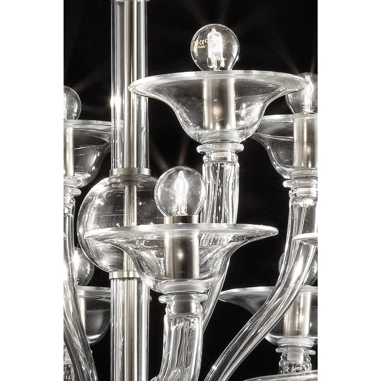 Luxury Transparent Murano Glass Chandelier – Modern Linear Design