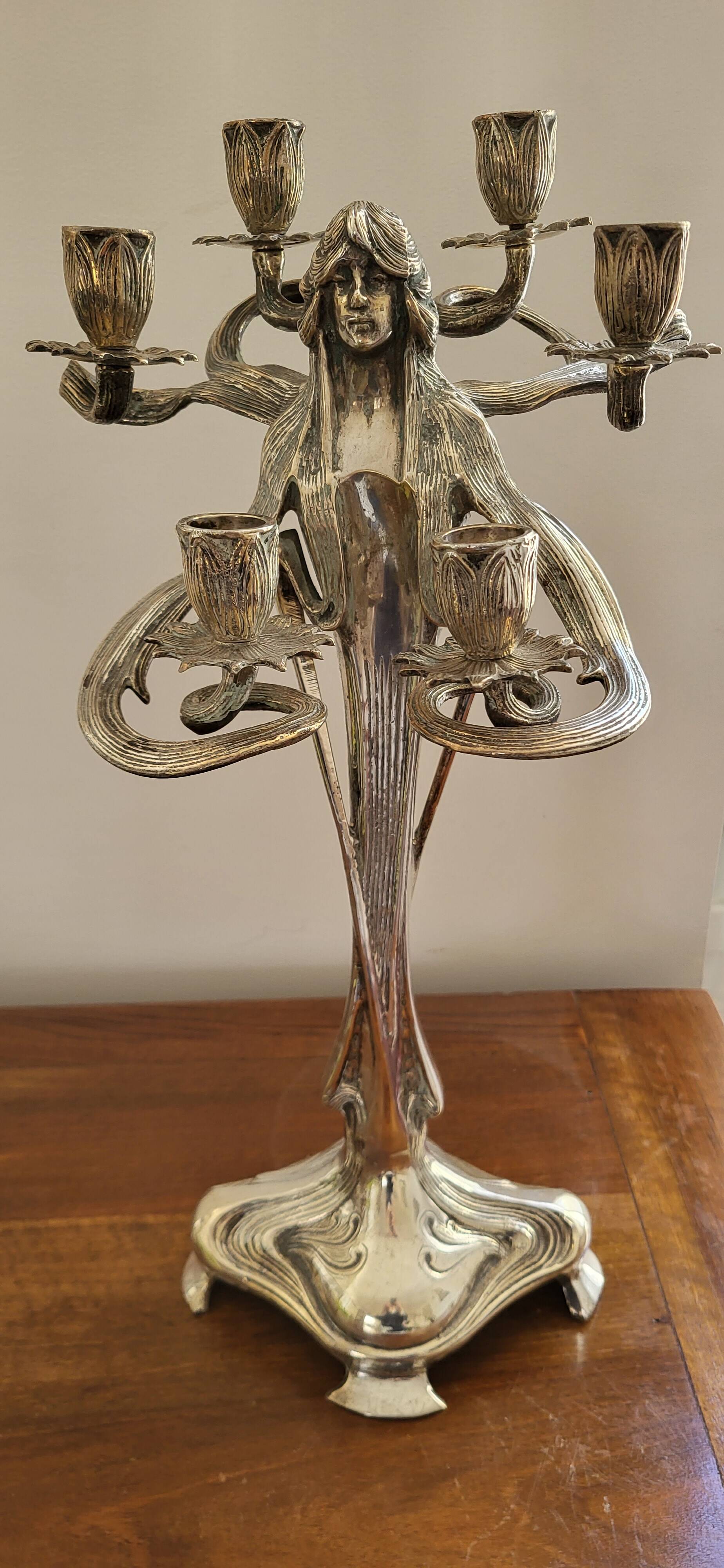 Chandelier à 6 branches art nouveau