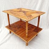 Rattan marquetry coffee table