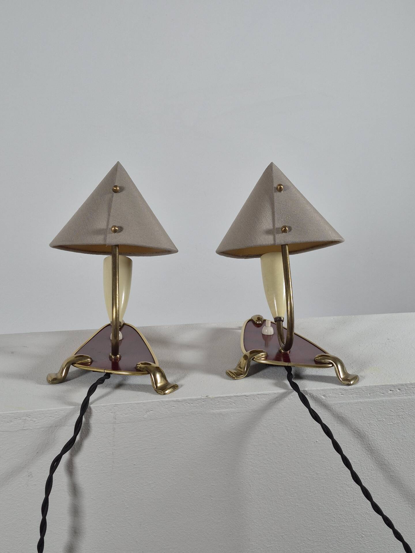 Pair of vintage brass wall or table lamps from the 1950s.